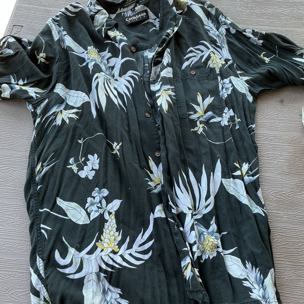 Caribbean Blues Dark Floral Shirt